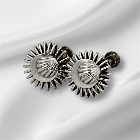 Vintage Coro Silver Tone Screwback Earrings - Picture 1 of 7